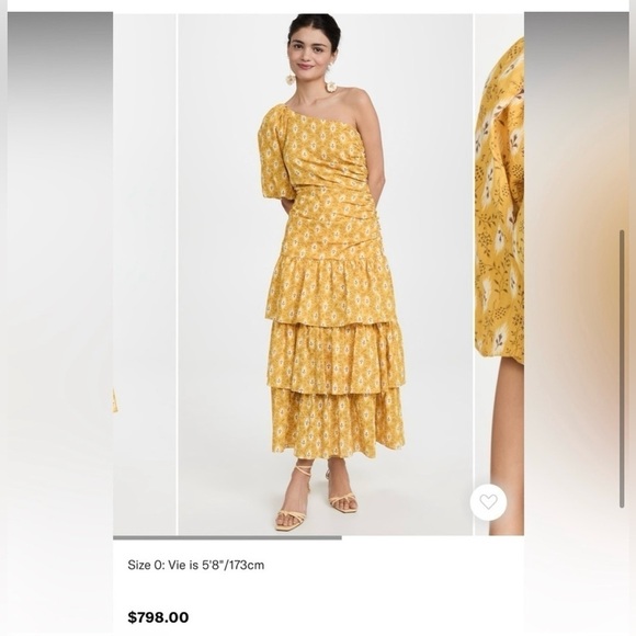 Veronica Beard Virginia Midi Dress in Sun Multi One-Shoulder - Picture 6 of 11